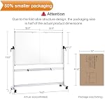 VIZ-PRO Double-Sided Mobile Whiteboard, 72 x 48 Inches, Magnetic Rolling Dry Erase White Board on Wheels with Aluminium Frame and Stand
