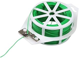 LEBEST Garden Twine Wire Plant Ties Heavy Duty Plastic Coated Twist Cord For Vine Clematis Tree Climbing Holding Gardening Metal Twisted String Reel With Dispenser & Cutter, Green 50M(1Pc) (XYZ)