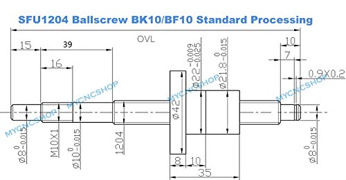 FBT Anti backlsh Ballscrew SFU1204 RM1204 450mm with ballnut end Machining for BK10/BF10 Standard Processing