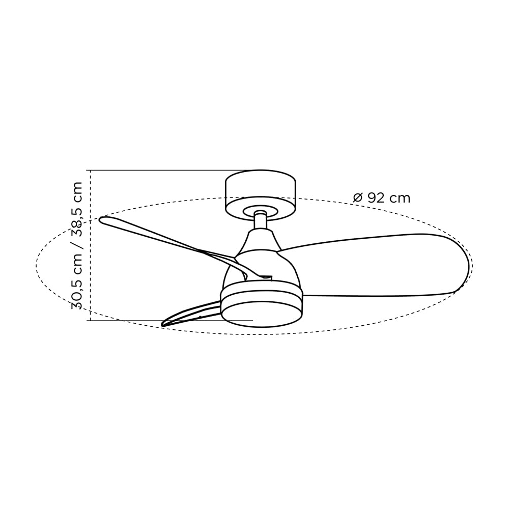 wonderlamp - Ventilador de techo con luz y mando LED 18W Borse Blanco+Madera clara CCT 3000-4000-6000K, Intensidad regulable Con Mando ø90cm
