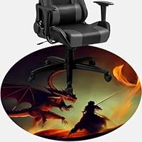 Computer Chair Mat for Hardwood Floor Gaming Rug Carpet Desk Office Chair Mat Floor Mat for Office Chair Gaming Room A Knight Fighting a fire Dragon