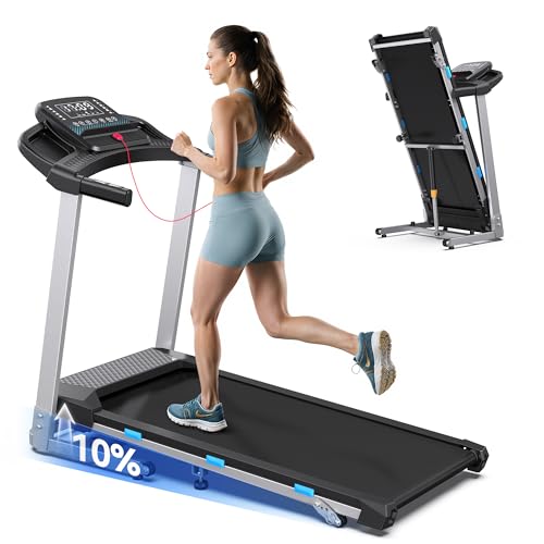 Laufband für Zuhause Klappbar, 12 km/h Treadmill for Home mit 12 HIIT Programme, 3,5PS Leises Laufband mit Steigung, LED-Anzeige, Sprachsteuerung, Bluetooth-Lautsprecher, APP, Laufbänder bis 180KG