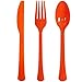 Tiger Chef Plastic Cutlery Set Heavy Duty Colored Orange Plastic Silverware - Includes 32 Forks, 32 Teaspoons, and 32 Knives (Orange, 96)