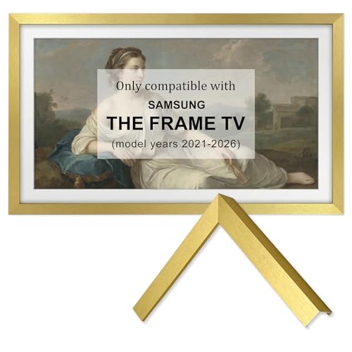 Stylespace Brushed Matte Gold 85" Alloy TV Frame - Compatible ONLY with Samsung The Frame Pro 2025 (LS03FW Series, Fits 85-Inch Models)