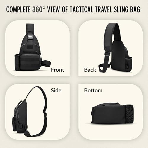 Image of CARRY TRIP OUTDOORS Sling Chest Bag, 900D Nylon Tactical MOLLE Compact Crossbody Camping, Hiking, Cycling, Travel Pack, Water-Resistant Shoulder Sling Bag for Men & Women