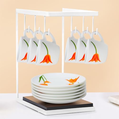 Image of Larah by BOROSIL Firefly Opalware Cup and Saucer Set of 12 pcs | Tea /Coffee Cups 90 ml | Microwave & Dishwasher Safe | Bone-Ash Free | Crockery Set Ideal for Daily Use & Gifting, White