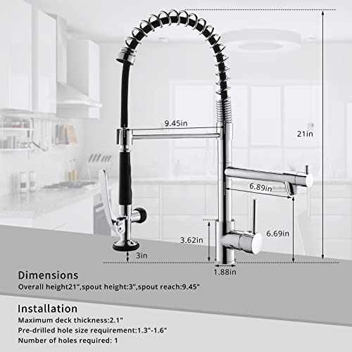 Fapully Chrome Kitchen Faucet With Sprayer,Commercial Single Handle Pull Down Kitchen Sink Faucet #TOP5