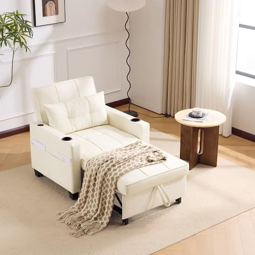 Crlnaup Sofá cama individual extensible 3 en 1 – con soporte para bebidas y conexión USB, ideal para espacios pequeños