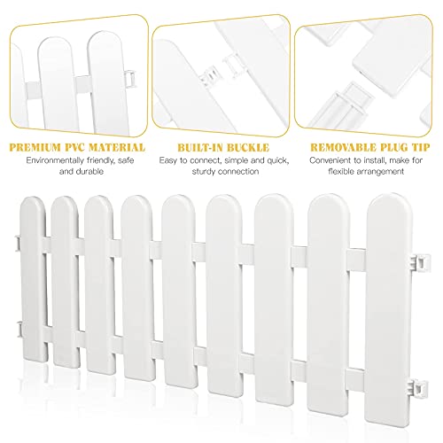Scicalife Garden Picket Fence- Plastic White Edgings, Grass Lawn Flowerbeds Plant Borders, Outdoor Lawn Patio Guard, Decorative Landscape Path Panels- Pack of 4 - Thumbnail 7