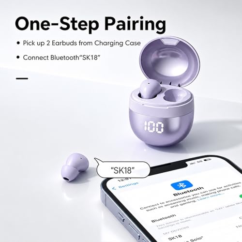 Image of Xmenha Invisible Mini Small Earbuds Wireless Bluetooth, Purple Comfortable Discreet Tiny Hidden Micro Smallest Sleep Earbuds Low Profile Headphones for Work Ear Buds for Small Ears Canals Women