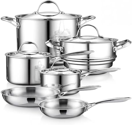 Cooks Standard Multi-Ply Clad Stainless Steel Pots and Pans Set, ...