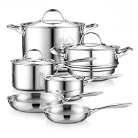 Cooks Standard 10-Piece Multi-Ply Clad Stainless Steel Cookware Set Silver 14.0x21.0x12.5 inches