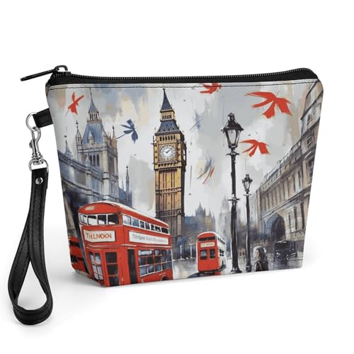 Bolsa de maquillaje de piel sintética London, neceser de cosméticos con acabados finos