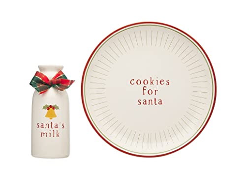 Pearhead Cookies for Santa Plate and Milk Jug Set Santa Claus Treat Tray
