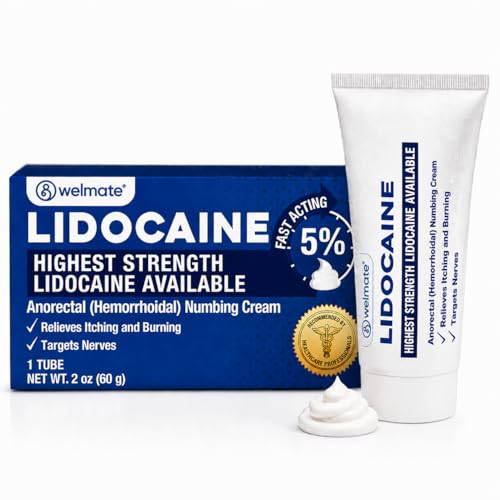 WELMATE 5% Lidocaine Hemorrhoid Cream Maximum Strength, Fast-Acting Numbing Cream for Anorectal Pain...