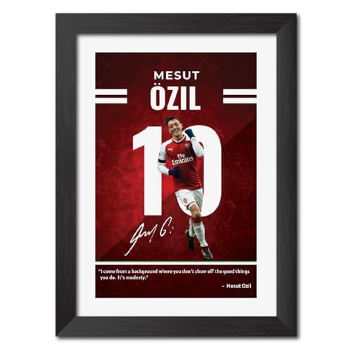Image of TenorArts Mesut Ozil Quotes Poster Arsenal Laminated Photo Print Frame Painting with Matt Finish Black Texture (12 inches x 9inches)