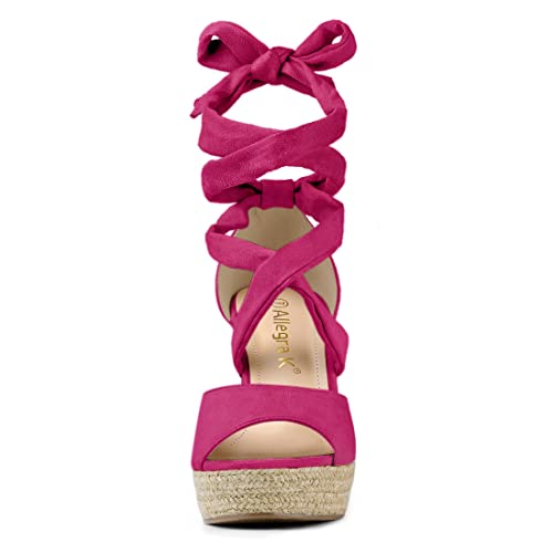 Sandales compensées anti-douleur à lacets pour marcher stable en rose - 3