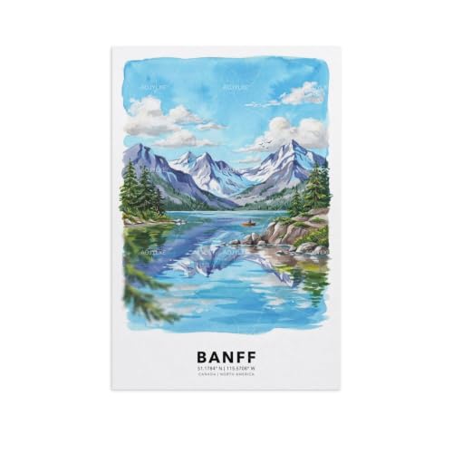 Poster Banff aquarelle vintage 60x90cm pour déco salon