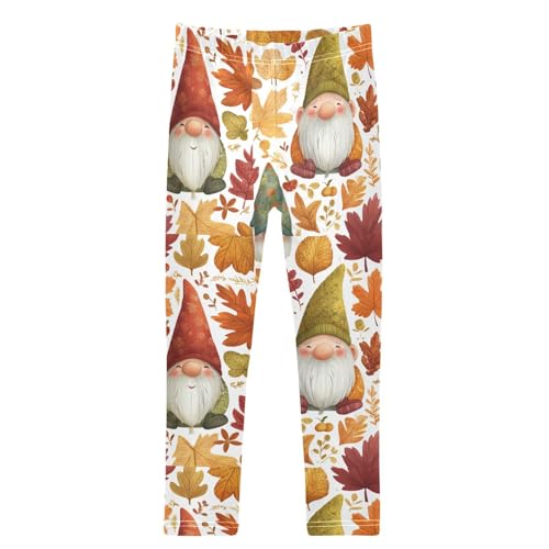 Autumn Gnomes Naturally Colorful Leaves Girls Leggings Kids Yoga Pants Dance Active Tights 4T