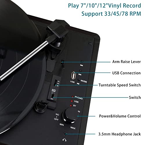 EastRock Platine Vinyle Bluetooth Portable USB, Vintage Platine Vinyle à 3 Vitesses (33/45/78 RPM), Tourne-Disque avec… - Les Beatles, Paul McCartney, John Lennon, RIngo Starr, George Harrison EastRock Platine Vinyle Bluetooth Portable USB, Vintage Platine Vinyle à 3 Vitesses (33/45/78 RPM), Tourne-Disque avec… – Image 3