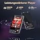 128GB MP3-Player mit Bluetooth 5.3, 2,4 Zoll tragbarer Voll-Touchscreen-Musikplayer mit Lautsprecher, MP3 Player mit UKW-Radio, Sprachaufzeichnung, Kopfhörer