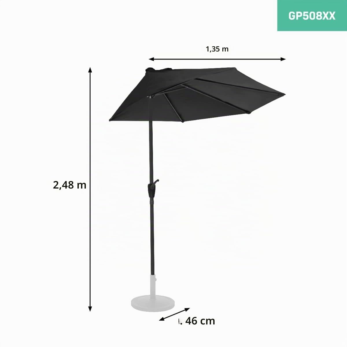 VONROC Ombrellone Parasole da giardino e balcone Premium 270x135cm. Resistente ai raggi UV 50+. Incl. copertura protettiva. Modello Magione. (Beige)