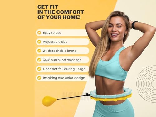 Image of Smart Weighted Hula Hoop for Adults Weight Loss - 24 Adjustable Knots, 360 Auto-Spinning Ball - Quiet, Detachable Infinity Fitness Hoop for Women & Men - Plus Size Exercise Ring (Hula Hoop)
