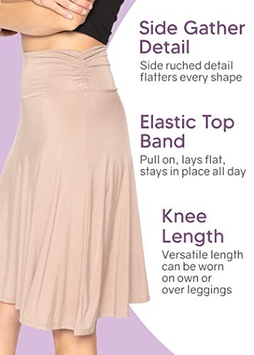 STRETCH IS COMFORT Women's & Plus Size Knee and Ankle Length Ruched Waist Flowy Skirt | Soft & Lightweight | Sizes S - 5X4