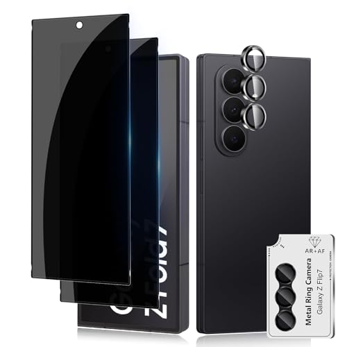 Image of PreCure (2+1 Pack) Privacy Tempered Glass for Samsung Galaxy Z Fold 7 5G / Z Fold7, Anti-Spy Screen Protector + Camera Lens Protector, 9H Hardness, Anti-Scratch, Bubble-Free, HD Clear
