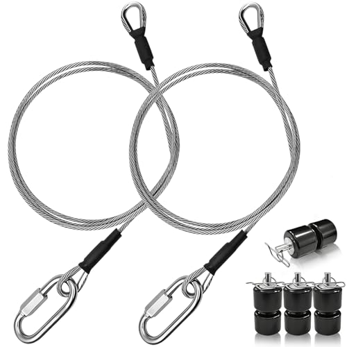 VIVBOO Trailer Tailgate Ramp Lift Assist Kit 304 Stainless Steel Lift Cables with Aluminum Alloy Rollers & Quick Install Spring Clips