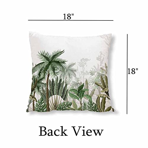 Pehede Throw Pillow Cover Green Tropical Palm And Banana Tree Watercolor Cotton Linen Pillow Case Decorative For Sofa Couch Chair Bedroom 18X18 Inch #TOP5