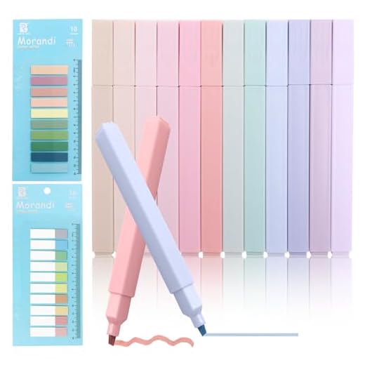 ZOCONE 12 PCS Subrayadores Pastel Subrayadores Fluorescentes Cuadrado Rotuladores Pastel con Notas Adhesivas Highlighter Pastel Aesthetic Resaltadores Color Pastel Marcadores para Estudiar Dibujar
