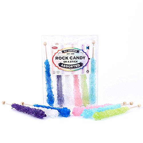 Extra Large Rock Candy Sticks: 6 Assorted Espeez Rock Candy Sticks, Candy Buffet, Swizzle Sticks - Bulk candy for Birthdays, Weddings, Reception Candy, Decorations, Bridal and Baby Showers