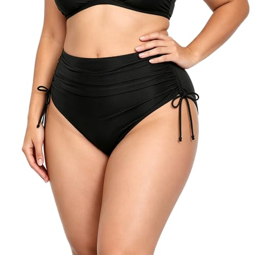 StreamSafe Black High Waisted Bikini Bottoms Tummy Control for Women UK