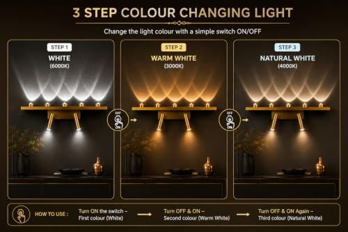 Image of FILLISKA LED Mirror /Picture /Vanity Light with Adjustable Colour and Luxurious Gold Finish (5+2 LED Luxurious Gold -985B)