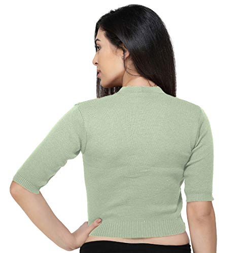 Image of Women Winter Wear V-Neck Half Sleeves Regular Fit Woollen Blouse