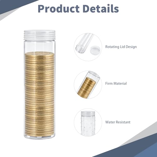 Set de 42 tubos plásticos transparentes para monedas miniatura 3