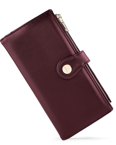Image of Women's Slim Wallet,Thin RFID Card Holder with Zipper Pocket | 12 Slot Wallet Organizer, Large Capacity, Vegan Leather, Coin Purse, Cash Compartment, Travel Wallet, Women Gift