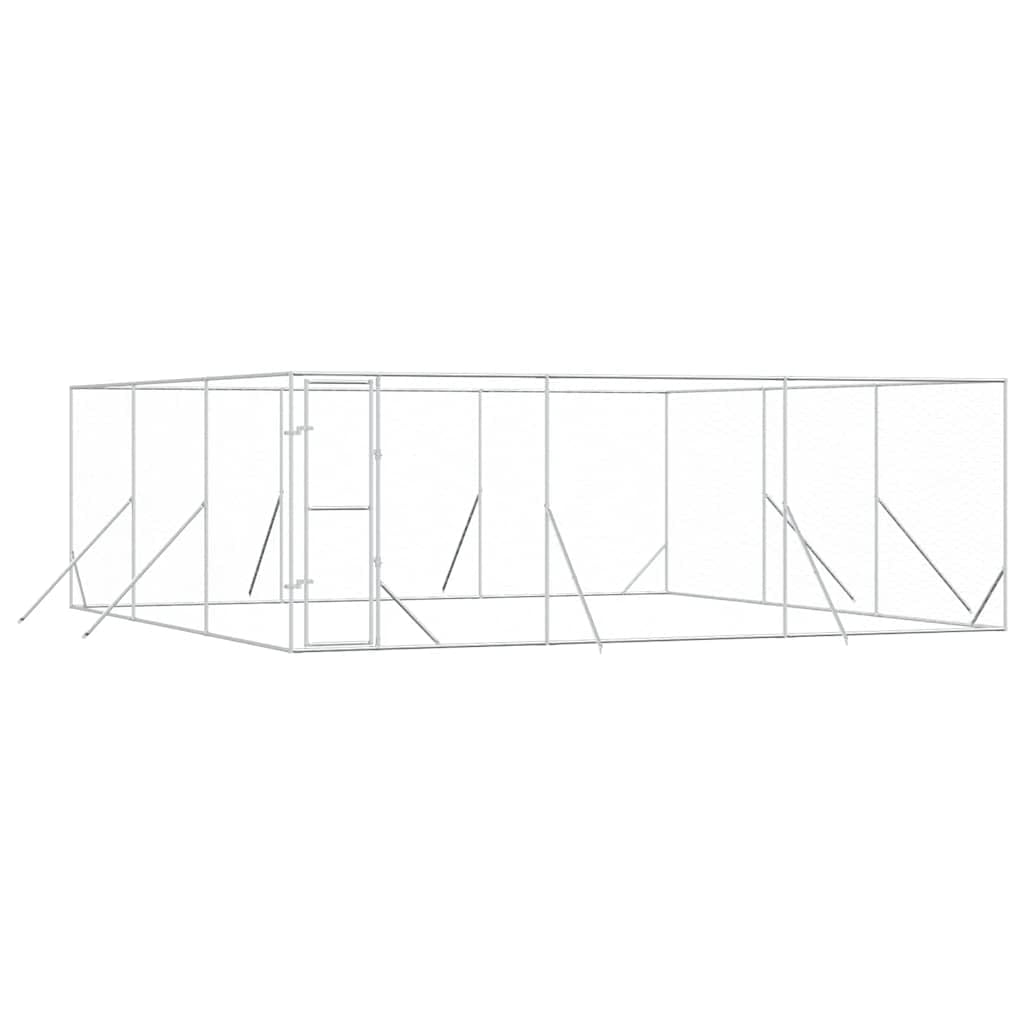 Karmnik dla psów 6 x 6 x 2 m stal ocynkowana srebrna