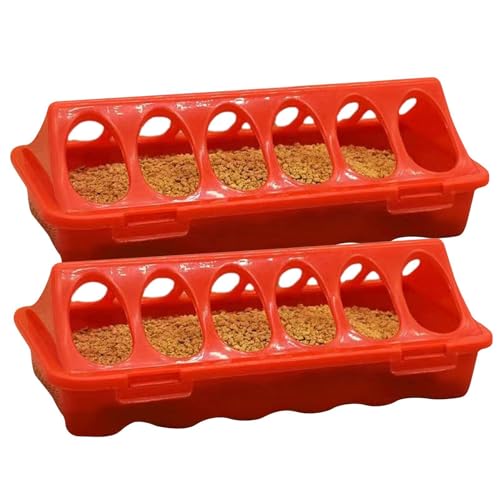 2 Pieces Mangeoire À Poussins Cailles, Mangeoire À Poule À 6 Emplacements, Abreuvoir Poussin Distributeur d'eau De Poulet pour Pigeon Perroquets Poussins Caille Canard Oiseau 20x9x6.5 Cm