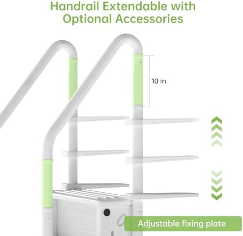 Swimming Pool Ladder with Adjustable Handrails and Non-Slip Heavy Duty Steps, 500 lbs Max Load Capacity, Fits 48-54 in Inground & Above-Ground Pools for All Decking Surfaces (White, 4 Steps)