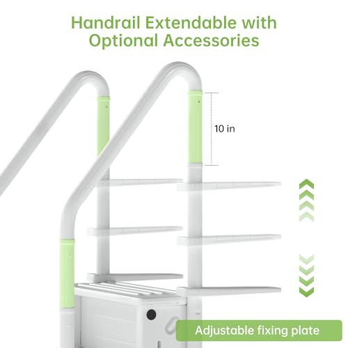 Real Relax 4-Step Swimming Pool Ladder, Adjustable Handrails, All White