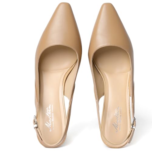Image of Mostrin Kitten Heels for Women Slingback Pointed Closed Toe Heels Women's Pumps Shoes for Wedding, Party, Commuting