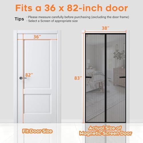 Magnetic Screen Door Mesh, Heavy-Duty Mesh Curtain, 38 x 83 in, Black - 2