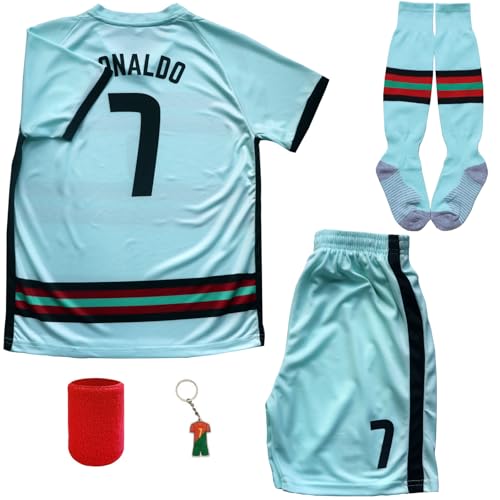 ORGBRAIN No #7 Away Kids Soccer Football Futbol Jersey & Shorts Socks Set Youth Sizes (Away,30)