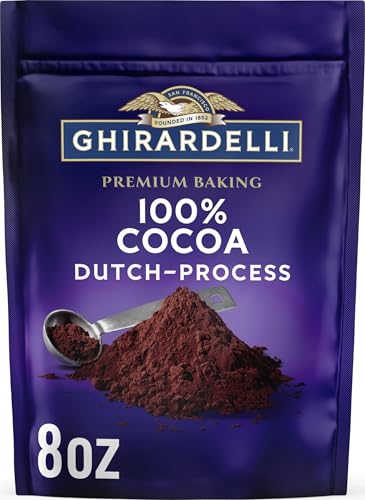 Image of GHIRARDELLI Premium Baking Cocoa 100% Cocoa Dutch Process Unsweetened Cocoa Powder - Gourmet Baking Cocoa for Brownies, Cakes, Cookies & Smoothies, 8 oz Bag