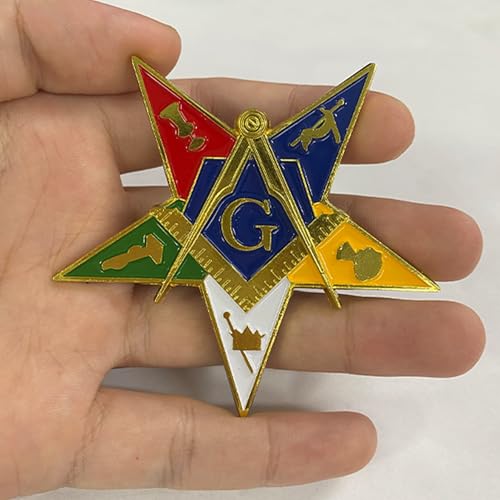 Image of Freemason Five-Point Star Badge for Car - Masonic Pentagram Car Emblem - Freemason Badge with Compass and Square Symbol - Ideal Masonic Gifts for Men & Women - Ideal for Decoration or Display