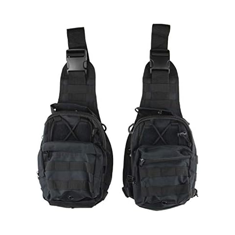 Reliant Outdoor Large Adjustable Sling Bag for Men and Women with Zipper Pockets, Perfect for Hiking, Travel, Running, and Cycling - Black (Pack of 2) Cover
