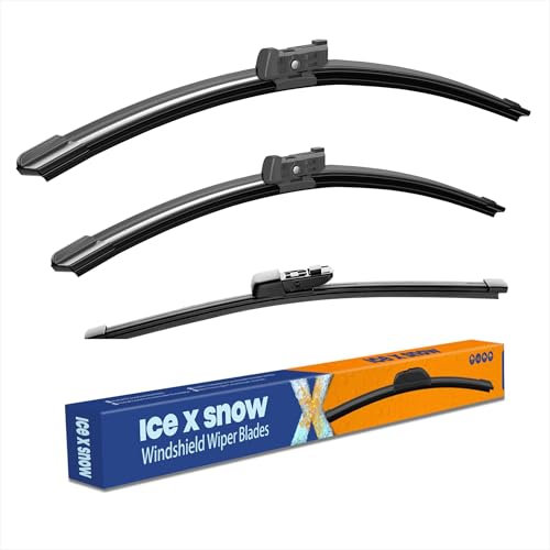 ICEXSNOW 3 Wipers 26"+18"+11" Windshield Wiper Blades Replacement for Volkswagen VW Golf 2021-2015 e-Golf 2021-2015 GTI 2021-2015 Original Factory Quality Windshield Wiper Blades(Pack of 3) Top Lock by icexsnow - Used condition - CA$7.83