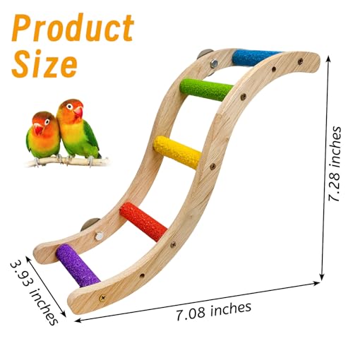 Image of Hamiledyi Nature Wooden Bird Ladder Pet Parrots Climb Bridge Exercise Stands for Parakeet Climbing Chewing Bridge Bird Cage Accessories for Cockatiel Parakeet Lovebirds Budgie